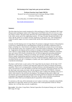 Fish farming in the Congo basin, past, present and future Professor