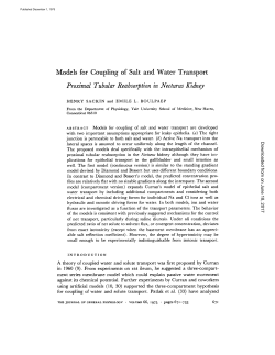 Models for Coupling of Salt and Water Transport Proximal Tubular
