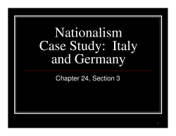 Nationalism Case Study: Italy and Germany