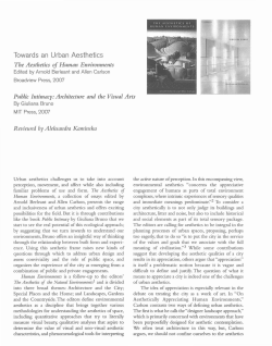 Towards an Urban Aesthetics