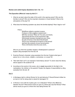 Romeo and Juliet Inquiry Questions Act I. Sc. 13