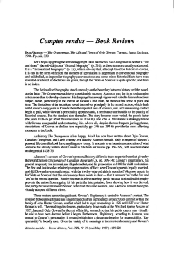 Comptes rendus - Book Reviews - Histoire sociale / Social History