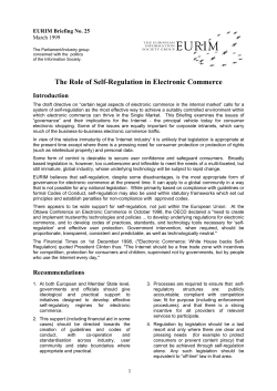 The Role of Self-Regulation in Electronic Commerce