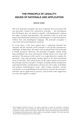 Chen, Bruce --- "The Principle of Legality: Issues of Rationale and