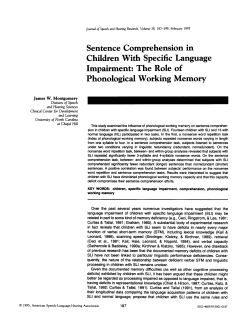 Sentence Comprehension in Children With Specific Language