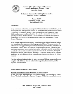 Preliminary Assessment of Existing Documentation of Patrick