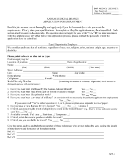 KANSAS JUDICIAL BRANCH APPLICATION FOR EMPLOYMENT