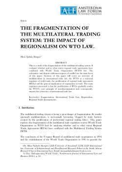 the fragmentation of the multilateral trading system: the impact