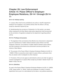 Chapter 29: Law Enforcement Article 14: Peace Officer`s Employer