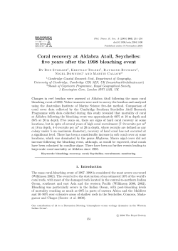 Coral recovery at Aldabra Atoll, Seychelles: five years after the 1998