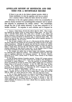 Appellate Review of Sentences and the Need for a Reviewable