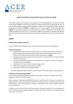 Privacy Statement on Data Protection in the Area of CEREMP