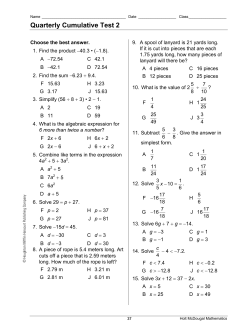 Quarterly Cumulative Test 2