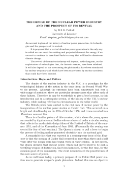 THE DEMISE OF THE NUCLEAR POWER INDUSTRY AND THE