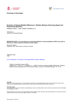 University of Groningen Evolution of Gamete Motility