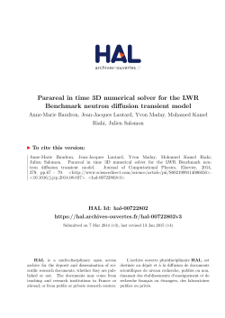 Parareal in time 3D numerical solver for the LWR Benchmark