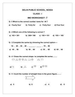 DELHI PUBLIC SCHOOL, NOIDA CLASS - I IMO WORKSHEET -7
