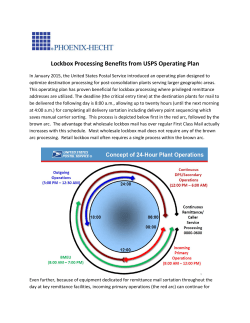 Lockbox Processing Benefits from USPS Operating - Phoenix