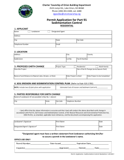 Sedimentation Control Permit Application for Part 91