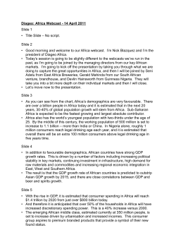 Diageo: Africa Webcast - 14 April 2011 Slide 1 &bull; Title Slide &ndash; No