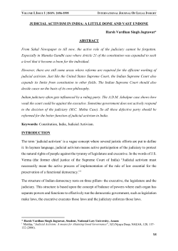 JUDICIAL ACTIVISM IN INDIA: A LITTLE DONE AND VAST