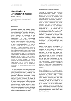 Socialisation in Architecture Education