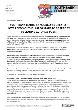 southbank centre announces 50 greatest love poems of the last 50