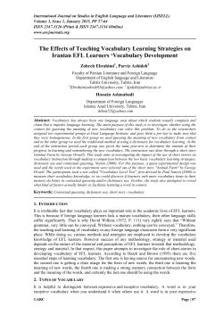 The Effects of Teaching Vocabulary Learning Strategies on Iranian