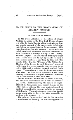 major lewis on the nomination of andrew jackson