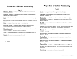 Properties of Matter Vocabulary Properties of Matter Vocabulary