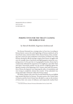 PERSPECTIVES FOR THE TREATY CLOSING THE KOREAN WAR
