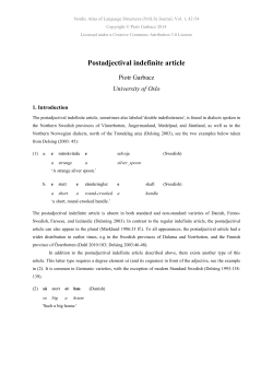 Postadjectival indefinite article
