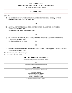 FORM 20-F TRINA SOLAR LIMITED - Investor Relations Solutions