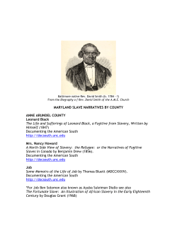 MARYLAND SLAVE NARRATIVES BY COUNTY Leonard Black