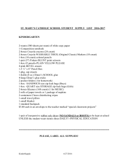 ST. MARY`S CATHOLIC SCHOOL STUDENT SUPPLY LIST 2016