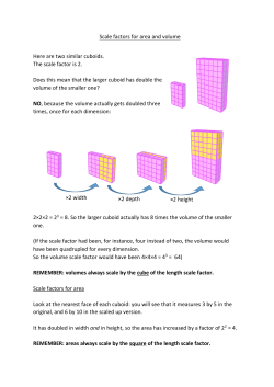 Scale factors for area and volume Here are two similar cuboids. The