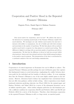 Cooperation and Positive Mood in the Repeated Prisoners` Dilemma