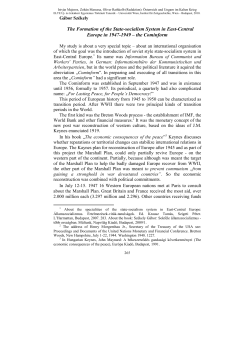 The Formation of the State-socialism System in East