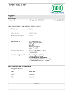 SAFETY DATA SHEET Glycerol BDH1172