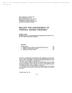 BIOLOGY AND MANAGEMENT OF TROPICAL MARINE FISHERIES1