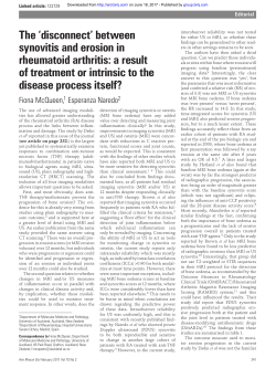 The `disconnect` between synovitis and erosion in rheumatoid arthritis