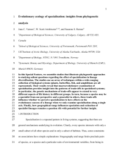 Evolutionary ecology of specialization