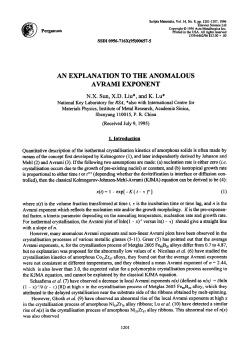 AN EXPLANATION TO THE ANOMALOUS AVRAMI EXPONENT