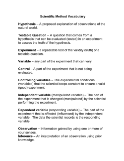 Scientific Method Vocabulary Hypothesis &ndash; A proposed explanation