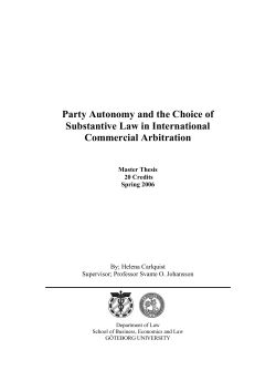 Party Autonomy and the Choice of Substantive Law in