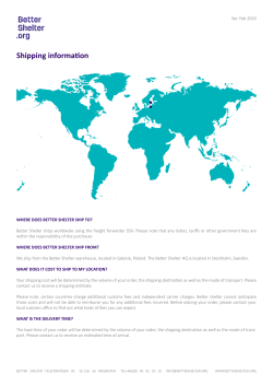 Shipping Info - Better Shelter