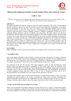 Historical Developments in India Towards Seismic