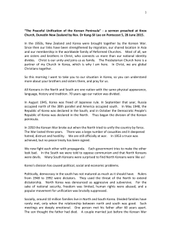 The Peaceful Unification of the Korean Peninsula