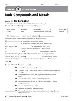 Ionic Compounds and Metals