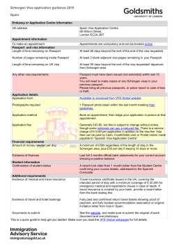 Schengen Visa application guidance 2016 Spain